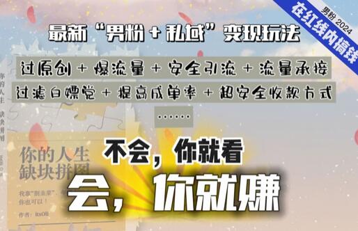 2024，“男粉+私域”还是最耐造、最赚、最轻松、最愉快的变现方式-鲤鱼笔记