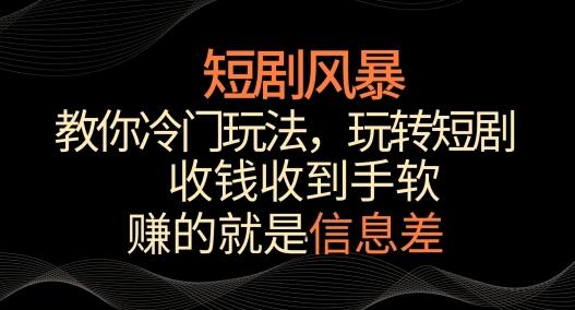 短剧风暴，教你冷门玩法，玩转短剧，收钱收到手软-鲤鱼笔记