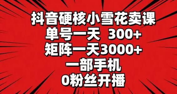 抖音硬核小雪花卖课，单号一天300+，矩阵一天3000+，一部手机0粉丝开播-鲤鱼笔记