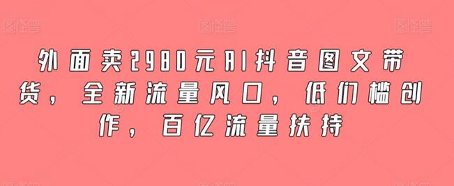 外面卖2980元AI抖音图文带货，全新流量风口，低们槛创作，百亿流量扶持-鲤鱼笔记