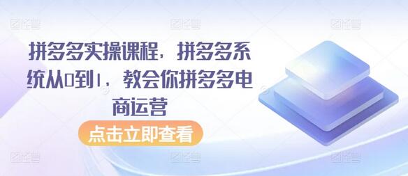 拼多多实操课程，拼多多系统从0到1，教会你拼多多电商运营-鲤鱼笔记