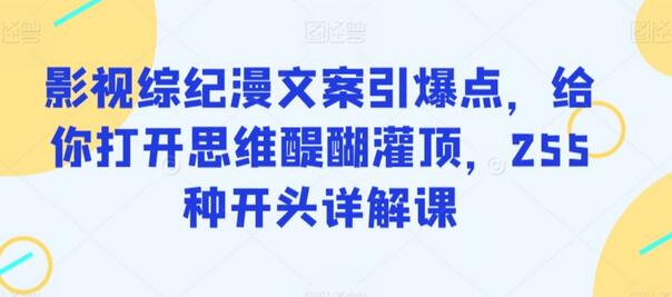 影视综纪漫文案引爆点，给你打开思维醍醐灌顶，255种开头详解课-鲤鱼笔记