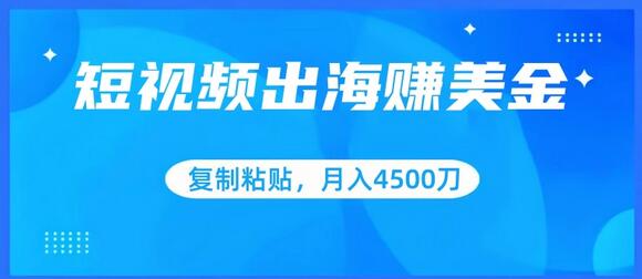 短视频出海赚美金，复制粘贴批量操作，小白轻松掌握，月入4500美刀-鲤鱼笔记