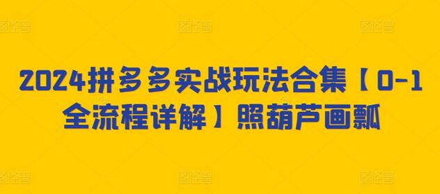 2024拼多多实战玩法合集【0-1全流程详解】照葫芦画瓢-鲤鱼笔记