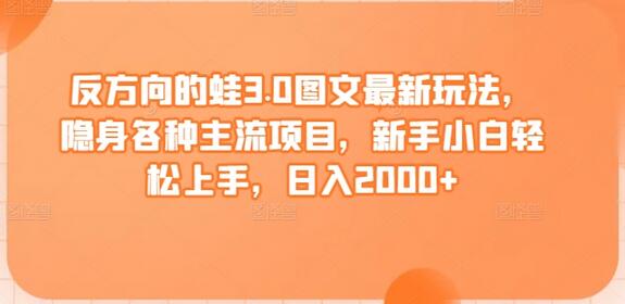 反方向的蛙3.0图文最新玩法，隐身各种主流项目，新手小白轻松上手，日入2000+-鲤鱼笔记