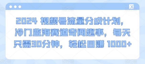 2024视频号流量分成计划，冷门监海赛道奇闻趣事，每天只需30分钟，轻松目赚 1000+-鲤鱼笔记