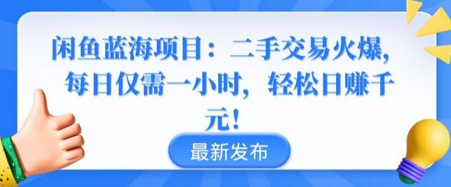 闲鱼蓝海项目：二手交易火爆，每日仅需一小时，轻松日赚千元-鲤鱼笔记