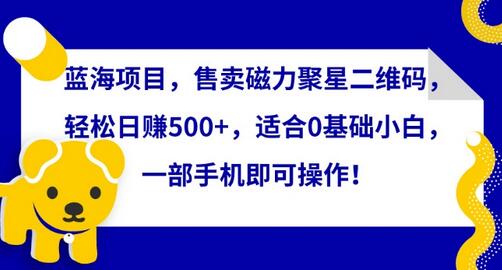 蓝海项目，售卖磁力聚星二维码，轻松日赚500+，适合0基础小白，一部手机即可操作-鲤鱼笔记