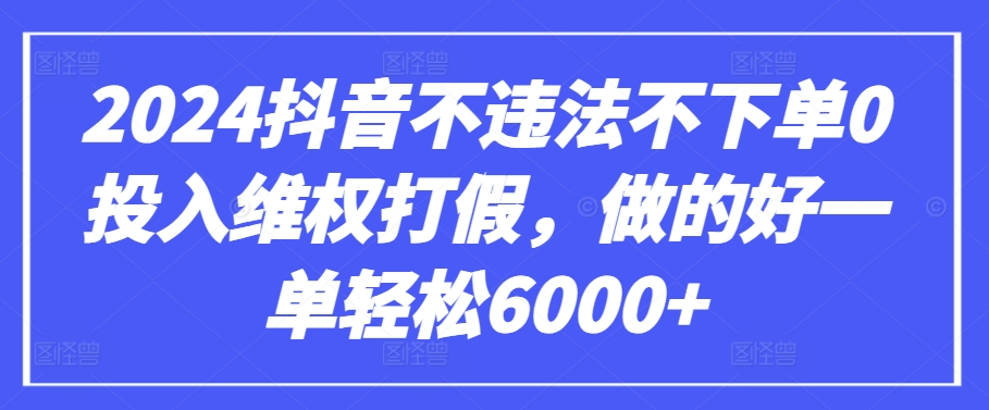 2024抖音不违法不下单0投入维Q打J，做的好一单轻松6000+【仅揭秘】-鲤鱼笔记