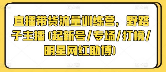 直播带货流量训练营，野路子主播(起新号/专场/打榜/明星网红助博)-鲤鱼笔记