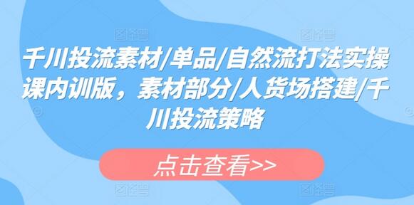 千川投流素材/单品/自然流打法实操课内训版，素材部分/人货场搭建/千川投流策略-鲤鱼笔记