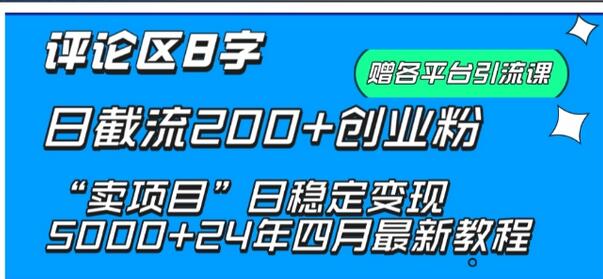 抖音评论区8字日截流200+创业粉 “卖项目”日稳定变现5000+-鲤鱼笔记