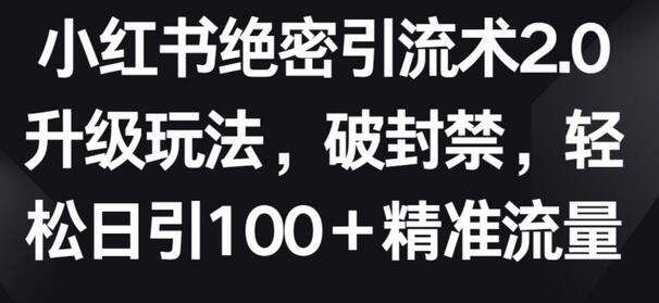 小红书绝密引流术2.0升级玩法，破封禁，轻松日引100+精准流量-鲤鱼笔记