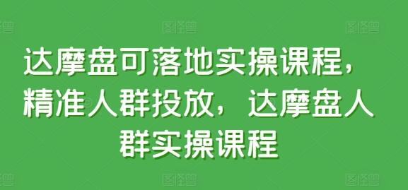 达摩盘可落地实操课程，精准人群投放，达摩盘人群实操课程-鲤鱼笔记