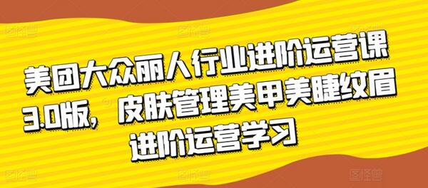 美团大众丽人行业进阶运营课3.0版，皮肤管理美甲美睫纹眉进阶运营学习-鲤鱼笔记