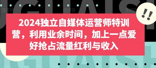 2024独立自媒体运营师特训营，利用业余时间，加上一点爱好抢占流量红利与收入-鲤鱼笔记