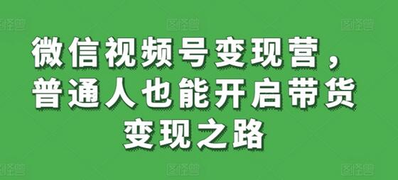 微信视频号变现营，普通人也能开启带货变现之路-鲤鱼笔记