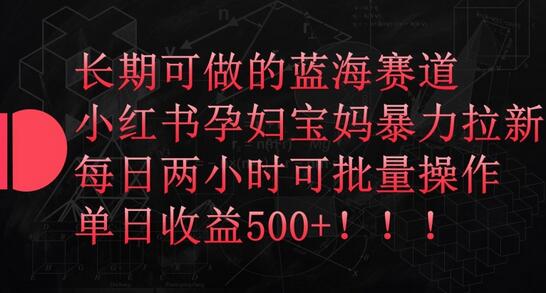 长期可做的蓝海赛道，小红书孕妇宝妈暴力拉新玩法，每日两小时可批量操作，单日收益500+-鲤鱼笔记