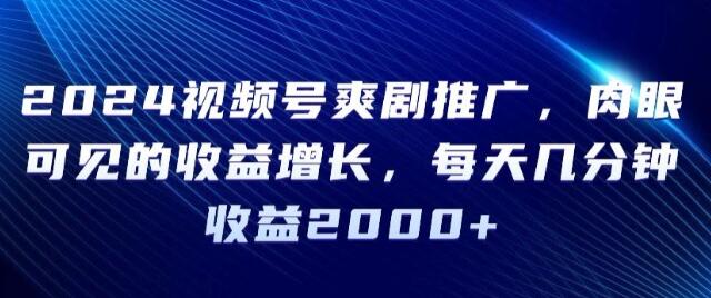 2024视频号爽剧推广，肉眼可见的收益增长，每天几分钟收益2000+【揭秘】-鲤鱼笔记