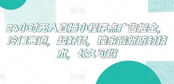 24小时无人直播小程序点广告掘金，冷门赛道，起好猛，独家最新防封技术，长久可做-鲤鱼笔记