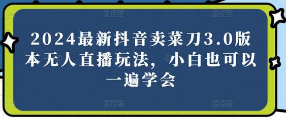 2024最新抖音卖菜刀3.0版本无人直播玩法，小白也可以一遍学会-鲤鱼笔记