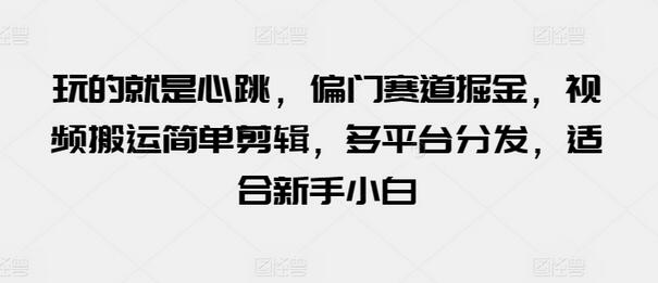 玩的就是心跳，偏门赛道掘金，视频搬运简单剪辑，多平台分发，适合新手小白-鲤鱼笔记