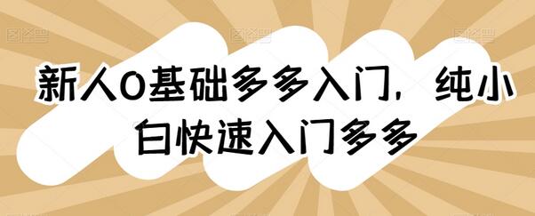 新人0基础多多入门，​纯小白快速入门多多-鲤鱼笔记