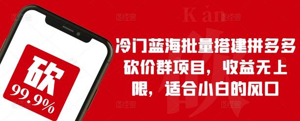 冷门蓝海批量搭建拼多多砍价群项目，收益无上限，适合小白的风口-鲤鱼笔记