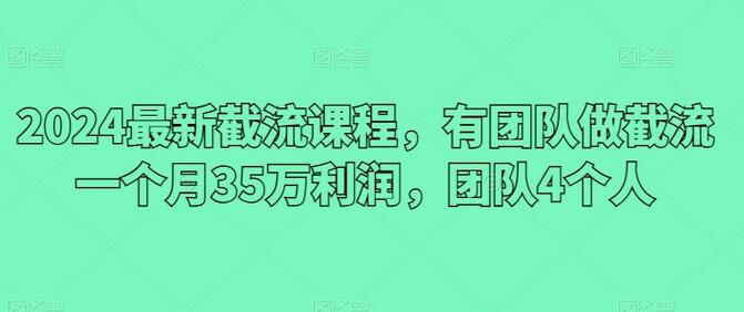 2024最新截流课程，有团队做截流一个月35万利润，团队4个人-鲤鱼笔记