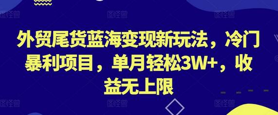 外贸尾货蓝海变现新玩法，冷门暴利项目，单月轻松3W+，收益无上限-鲤鱼笔记