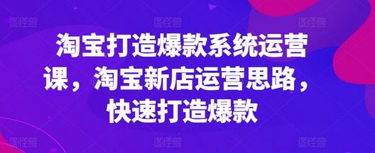 淘宝打造爆款系统运营课，淘宝新店运营思路，快速打造爆款