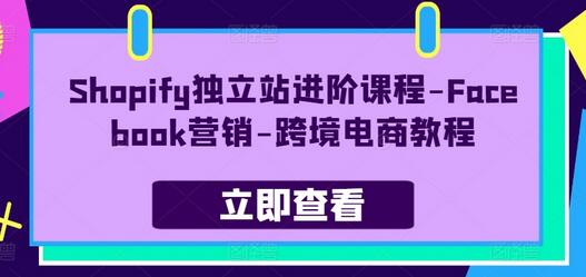 Shopify独立站进阶课程-Facebook营销-跨境电商教程