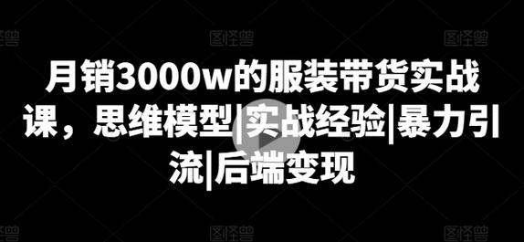 月销3000w的服装带货实战课，思维模型|实战经验|暴力引流|后端变现