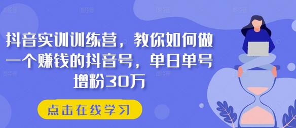 抖音实训训练营，教你如何做一个赚钱的抖音号，单日单号增粉30万