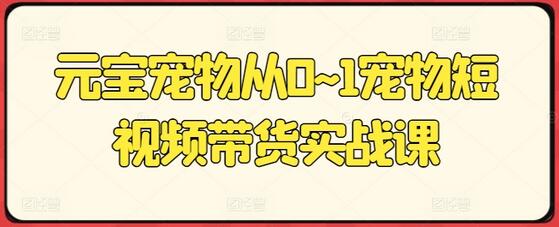 元宝宠物从0~1宠物短视频带货实战课