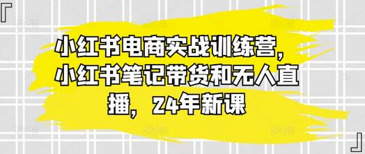 小红书电商实战训练营，小红书笔记带货和无人直播，24年新课