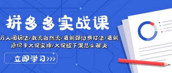 拼多多实战课：万人团玩法/截流自然流/最新强付费打法/最新原价卡大促..