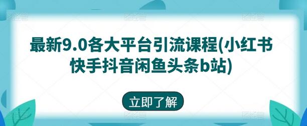 最新9.0各大平台引流课程(小红书快手抖音闲鱼头条b站)