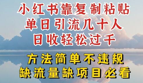 小红书靠复制粘贴单日引流几十人目收轻松过千，方法简单不违规