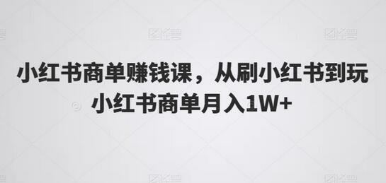 小红书商单赚钱课，从刷小红书到玩小红书商单月入1W+