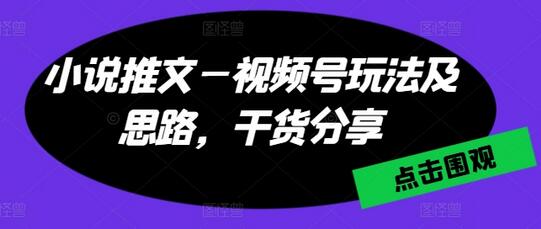 小说推文—视频号玩法及思路，干货分享