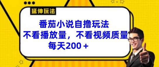 番茄小说自撸玩法，不看播放量，不看视频质量，每天200+