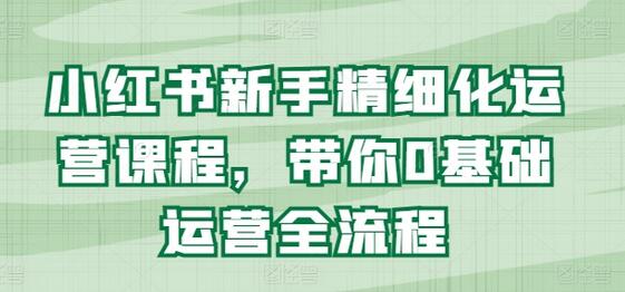 小红书新手精细化运营课程，带你0基础运营全流程