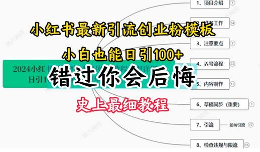 2024小红书引流创业粉史上最细教程，手把手教你引流