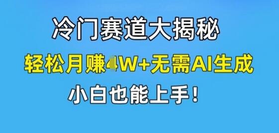 冷门赛道大揭秘，轻松月赚1W+无需AI生成，小白也能上手