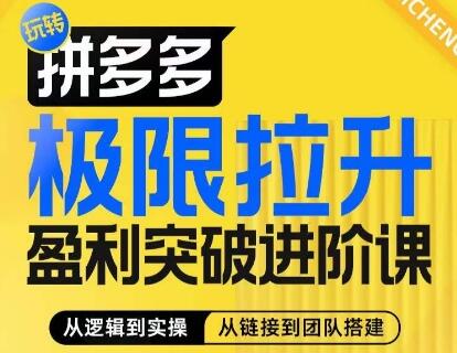 拼多多极限拉升盈利突破进阶课，​从算法到玩法，从玩法到团队搭建，体系化系统性帮助商家实现利润提升