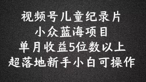 2024蓝海项目视频号儿童纪录片科普，单月收益5位数以上，新手小白可操作