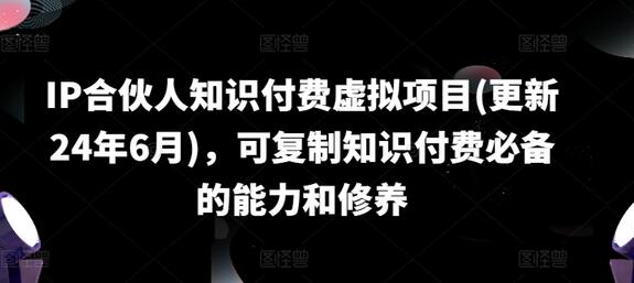 IP合伙人知识付费虚拟项目(更新24年6月)，可复制知识付费必备的能力和修养