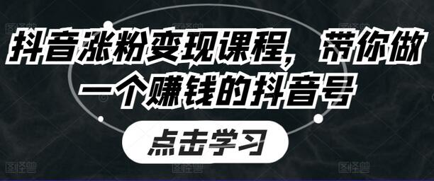 抖音涨粉变现课程，带你做一个赚钱的抖音号