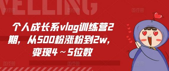 个人成长系vlog训练营2期，从500粉涨粉到2w，变现4～5位数